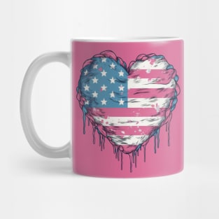 American Pride Tee - Trans Flag Colored Stars and Stripes Heart - Pink White and Blue - LGBTQIA - LGBTQ Mug